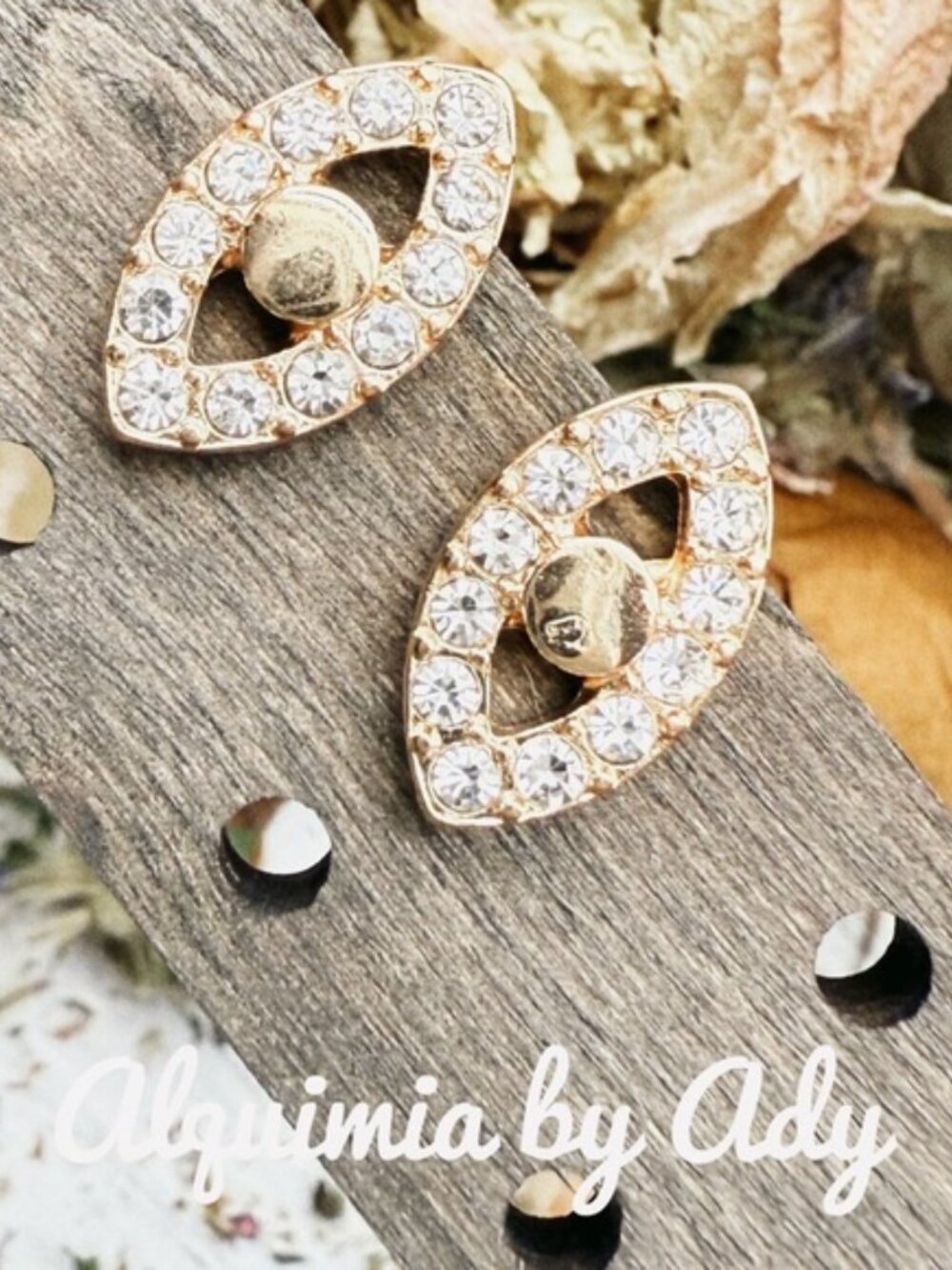 Dainty 14k gold Evil's eye cubic zirconia studs earrings - Picture 1 of 1